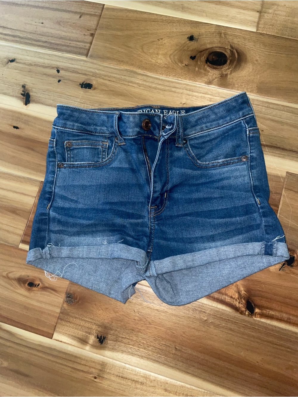American Eagle Outfitters Medium Blue Rolled Cuff Denim Shorts